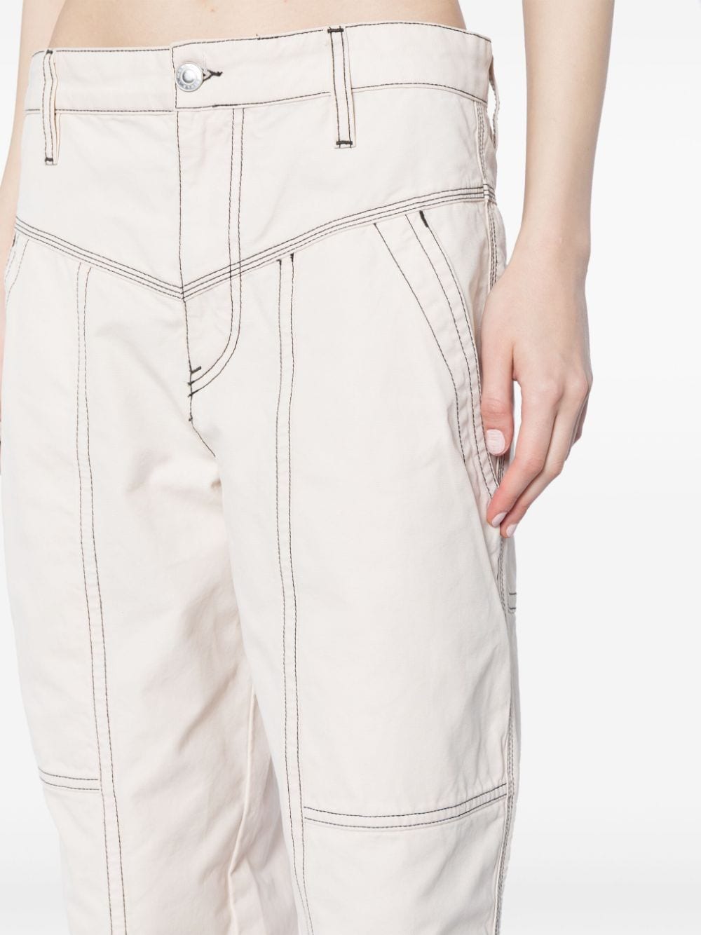 Shop Marant Etoile Denzel Panelled Cotton Trousers In White