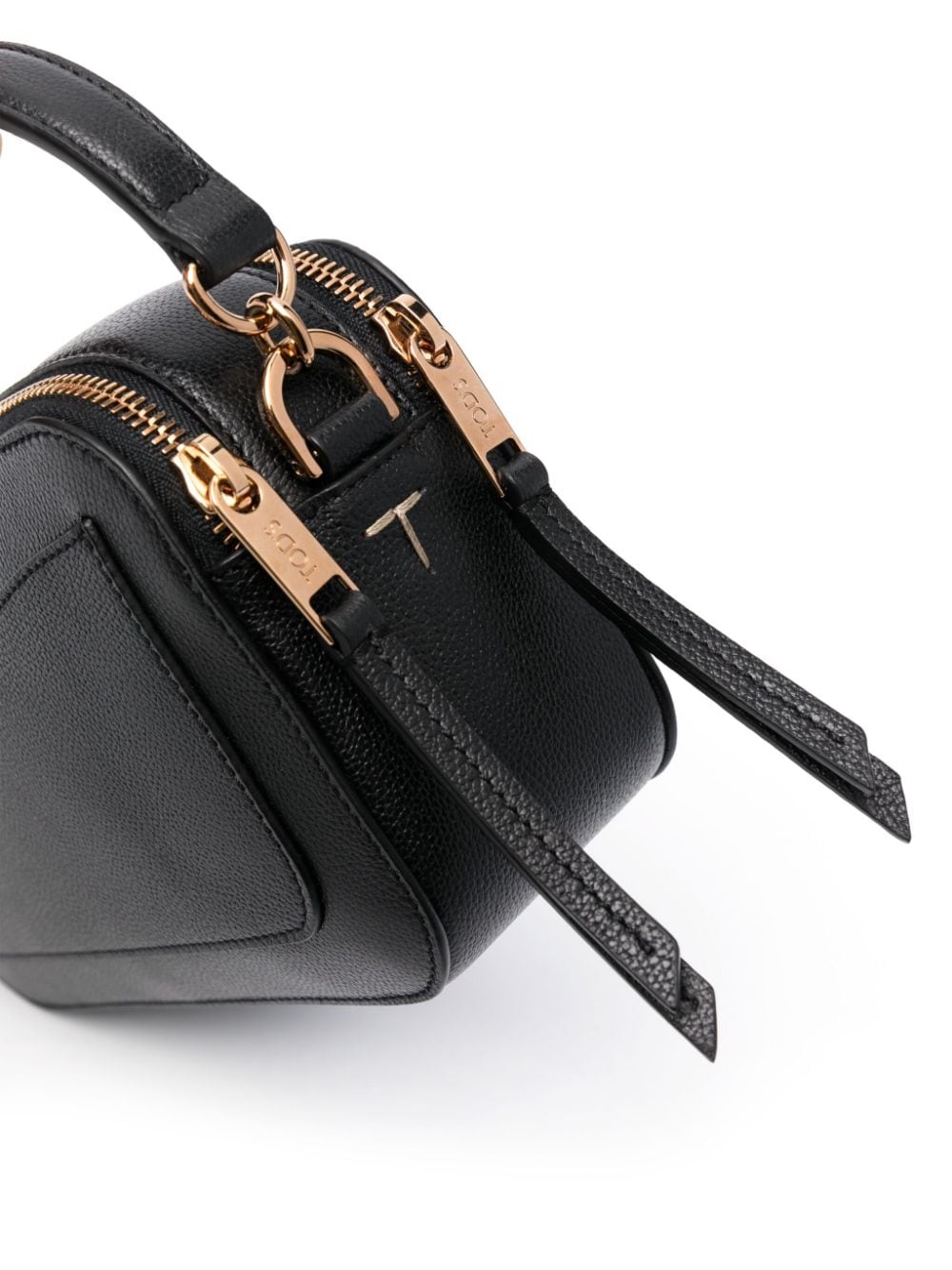 Shop Tod's T-plaque Leather Tote Bag In Black