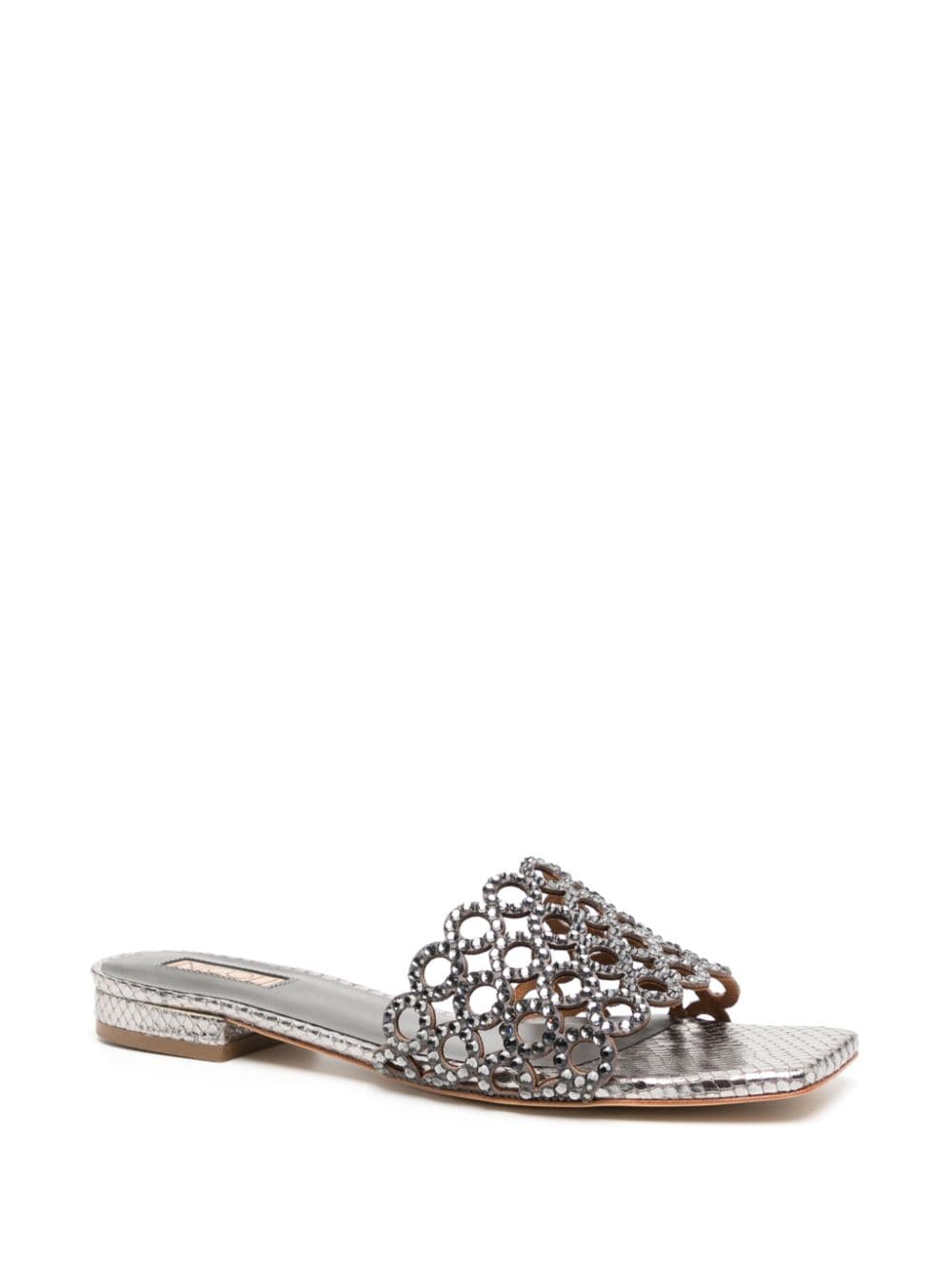 NICOLI Materna leren slippers - Zilver