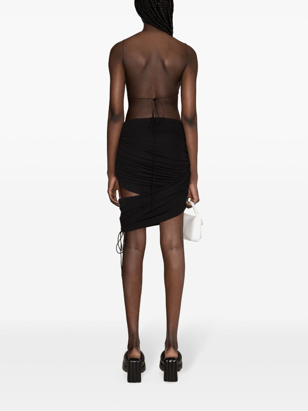 Shop Christopher Esber Illusioned Draped Minidress In Black