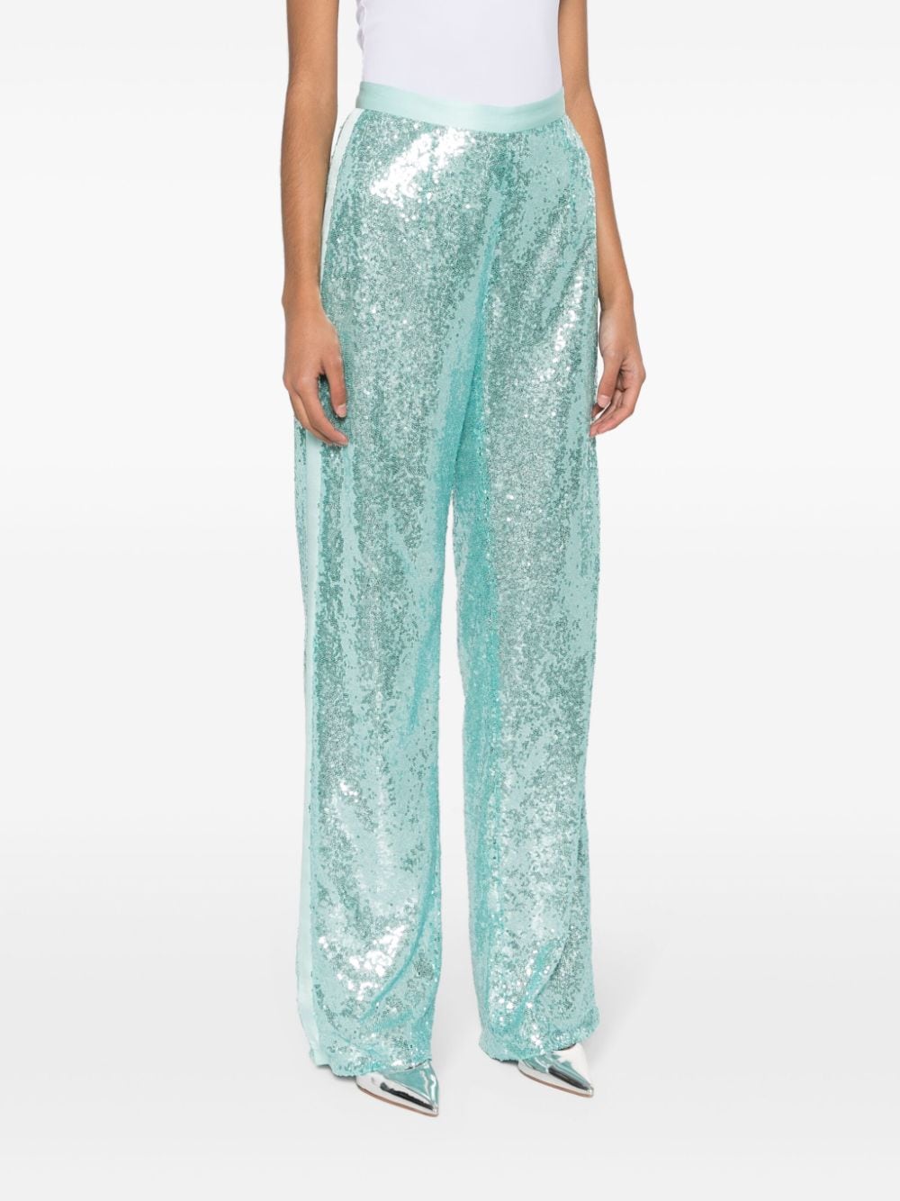 Shop Styland Sequin-embellished Trousers In Blue