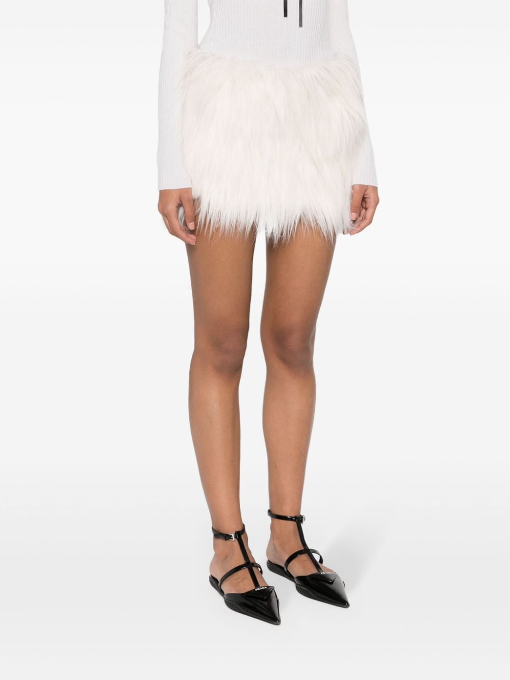 Shop Styland Faux-fur Short Skirt In White