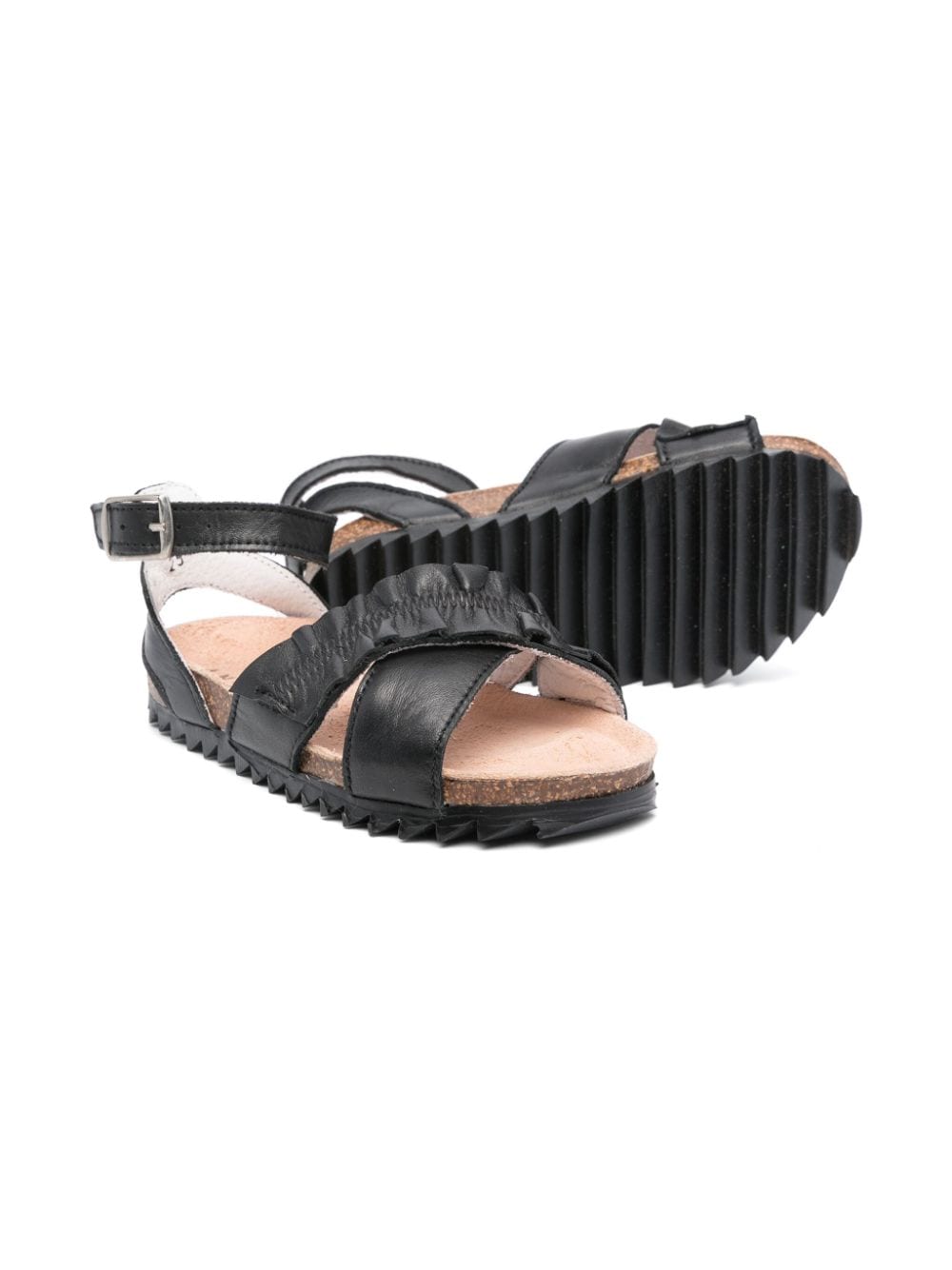 Shop Andorine Open-toe Leather Sandals In Black