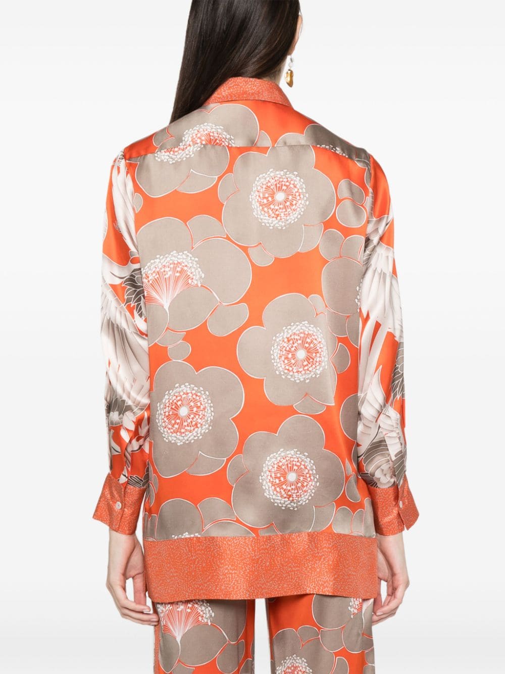 Kiton Zijden blouse met print Oranje