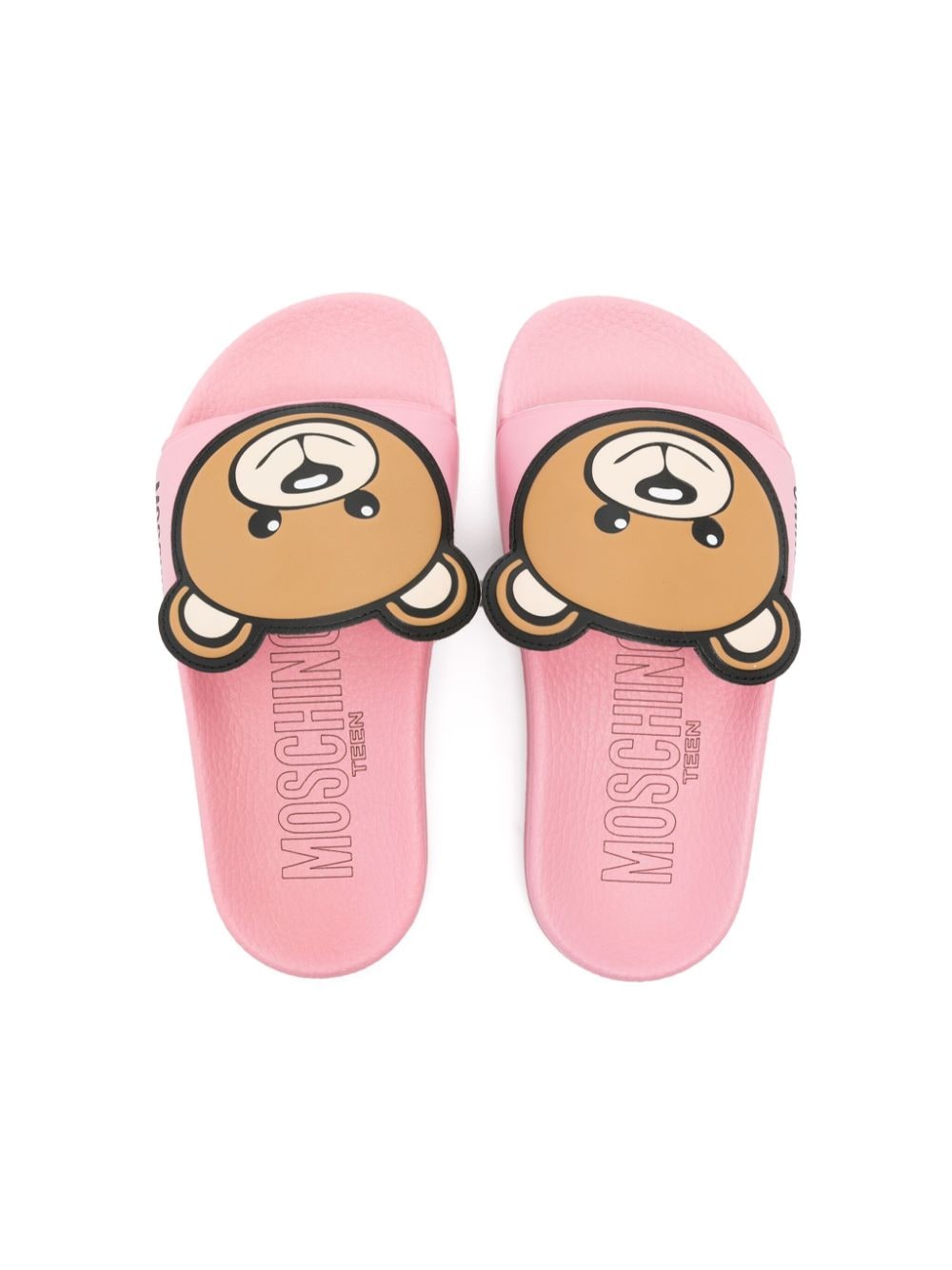 Shop Moschino Teddy Bear-appliqué Slides In Pink