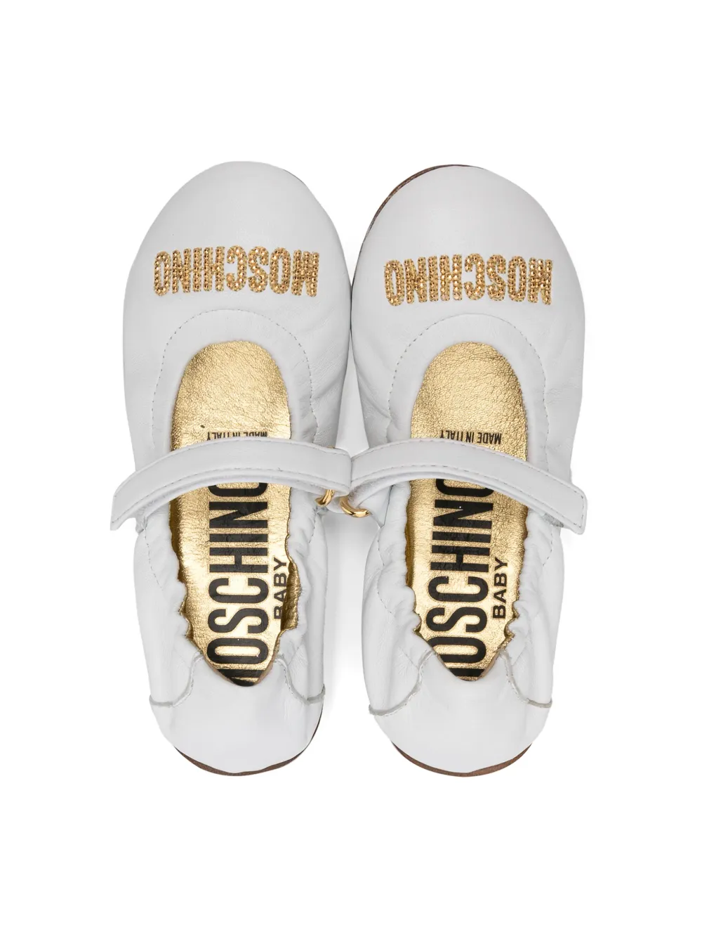 Shop Moschino Logo-embroidered Ballerina Shoes In White