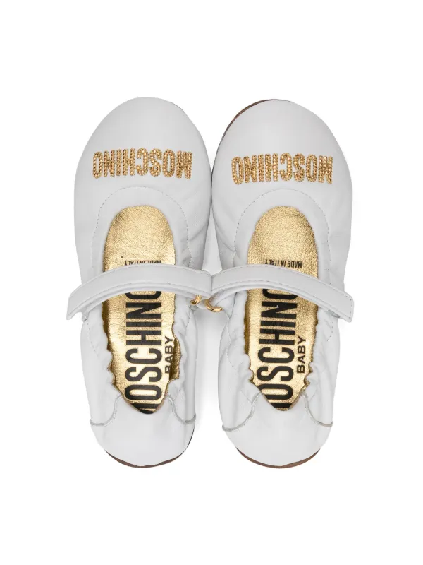 Moschino Kids logo embroidered Ballerina Shoes White FARFETCH HK