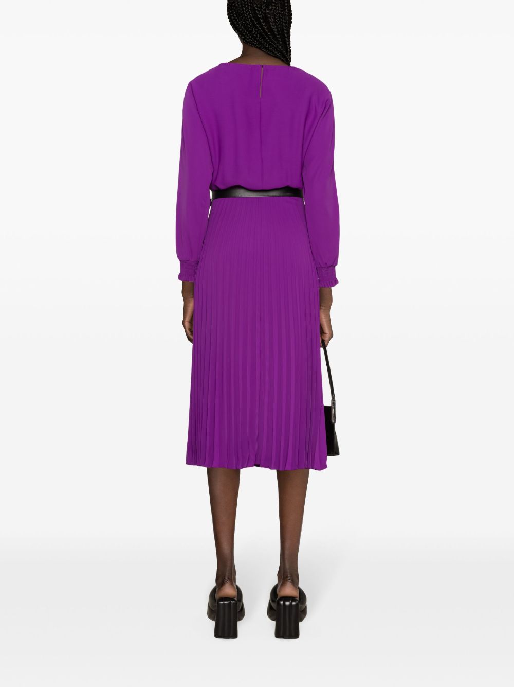 Shop Nissa Pleated Midi Dress In Purple
