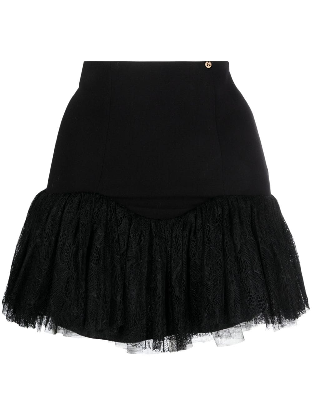 Nissa Lace-ruffle Mini Skirt In Black