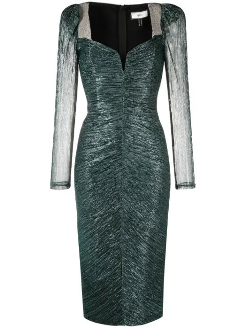 NISSA ruched lurex midi dress