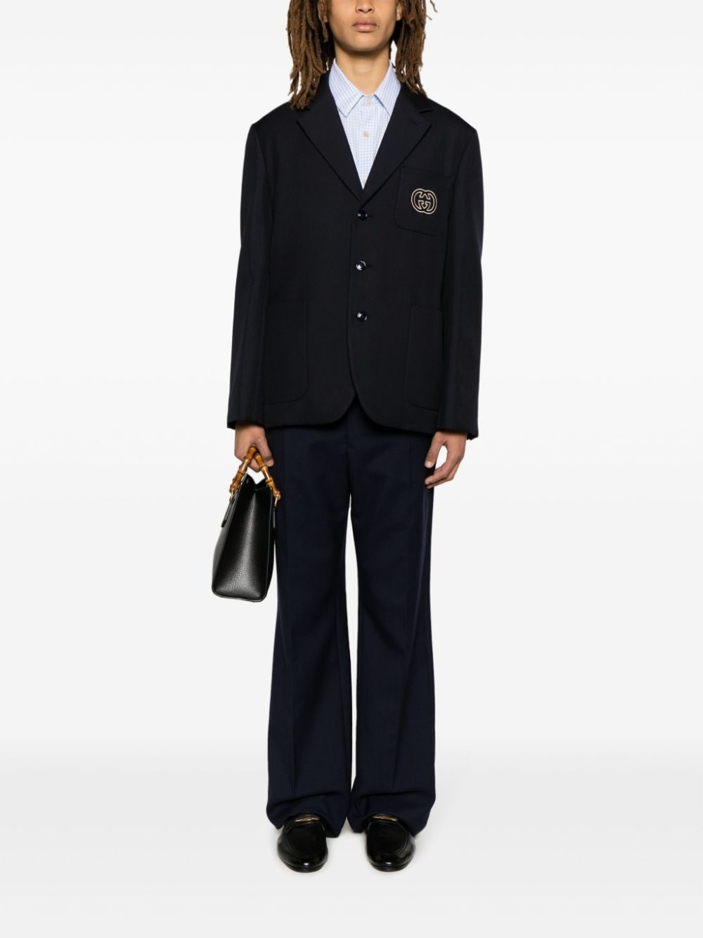 Gucci Gewatteerde blazer met GG-patroon Blauw