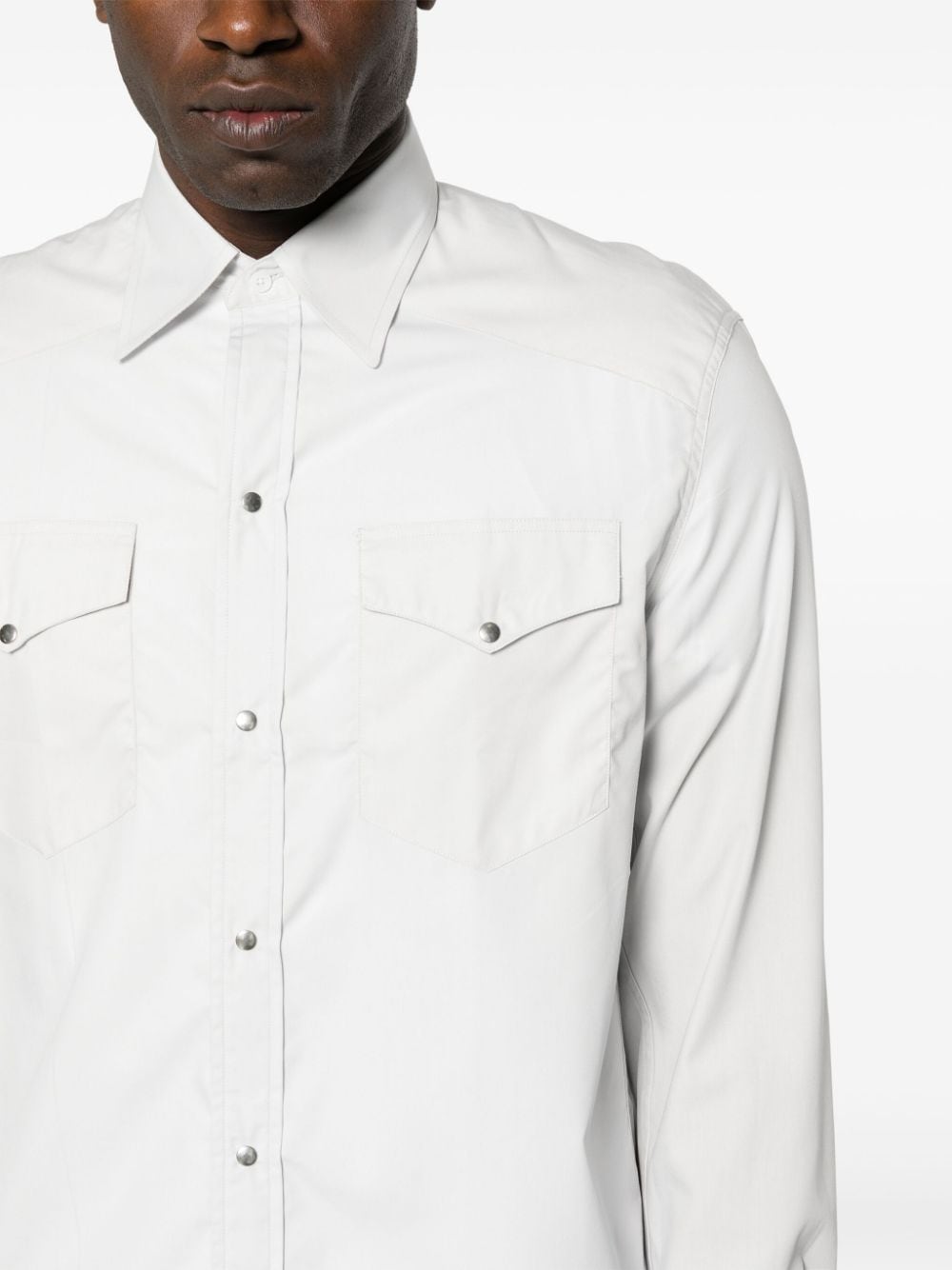 Shop Fursac Cotton Poplin Shirt In Grey