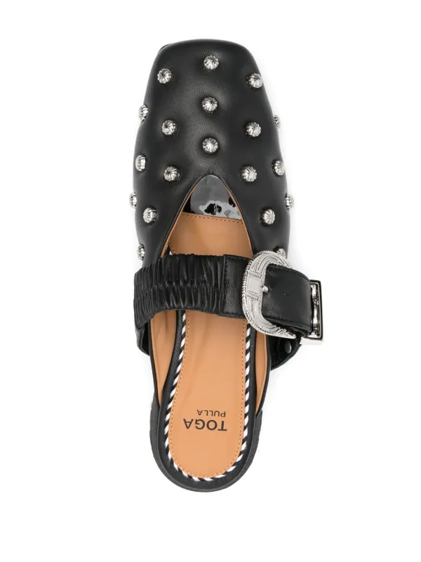Toga Pulla stud-embellished Leather Slides | Black | FARFETCH