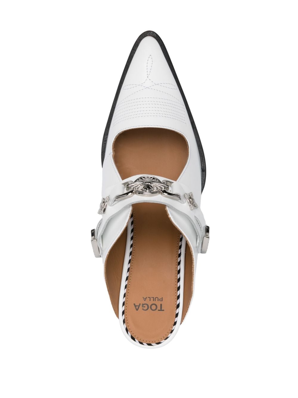 Shop Toga 60mm Embellished Mules In Aj1307 - White Polido