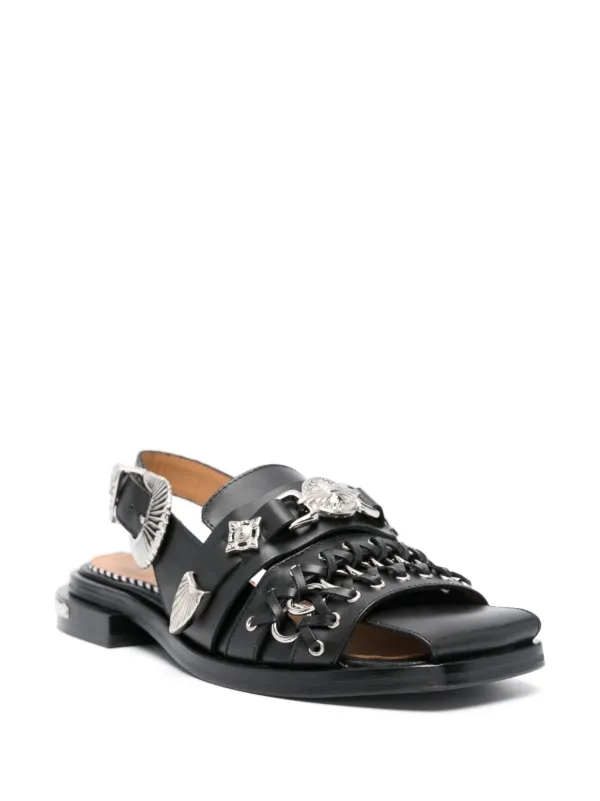 Toga Pulla Embellished Leather Sandals | Black | FARFETCH