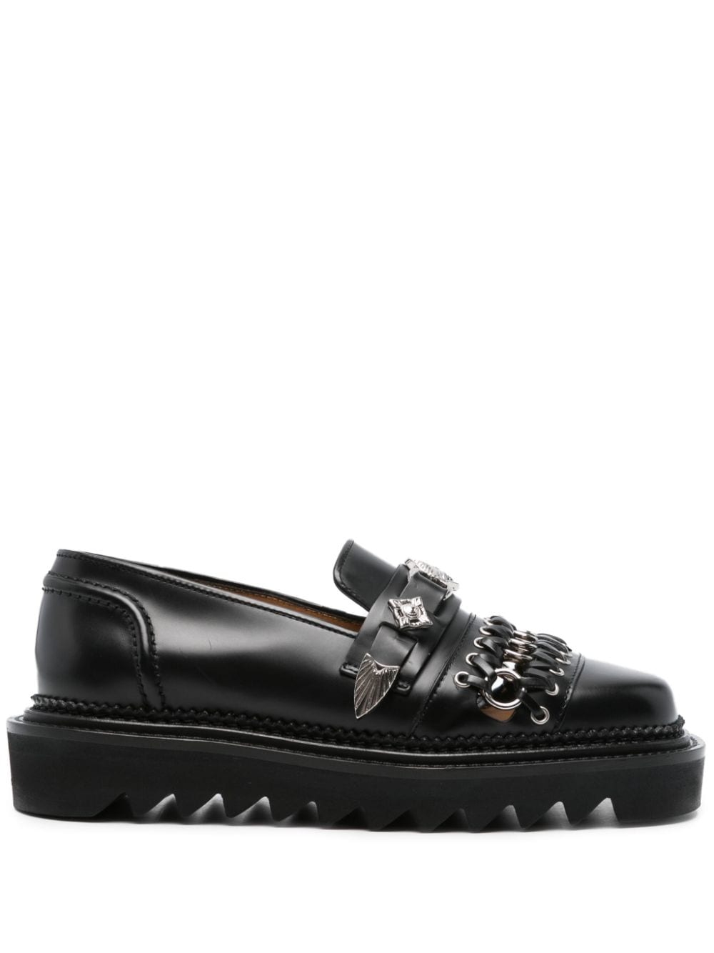 Toga Ring-detail Leather Loafers In Black