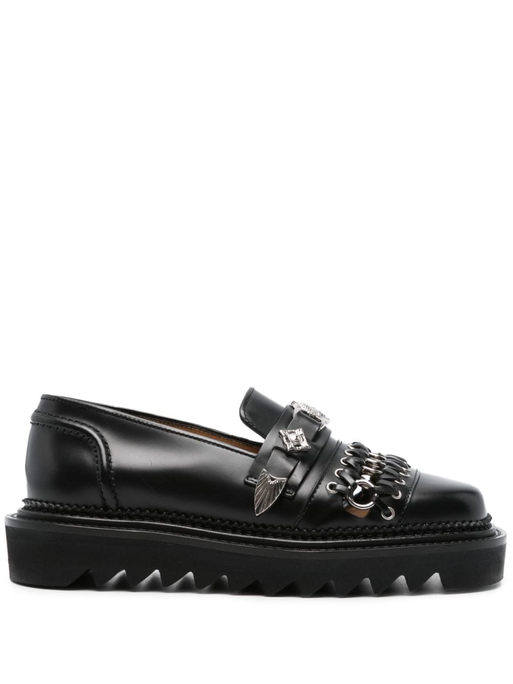 Toga Pulla ring-detail leather loafers - Nero