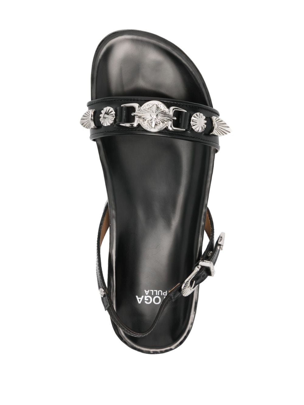 Shop Toga Stud-embellished Leather Sandals In Black
