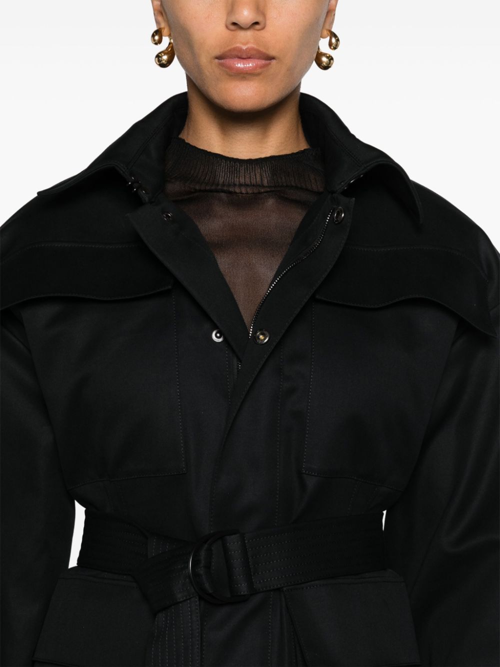 Shop Wardrobe.nyc Drill Belted Parka In Black