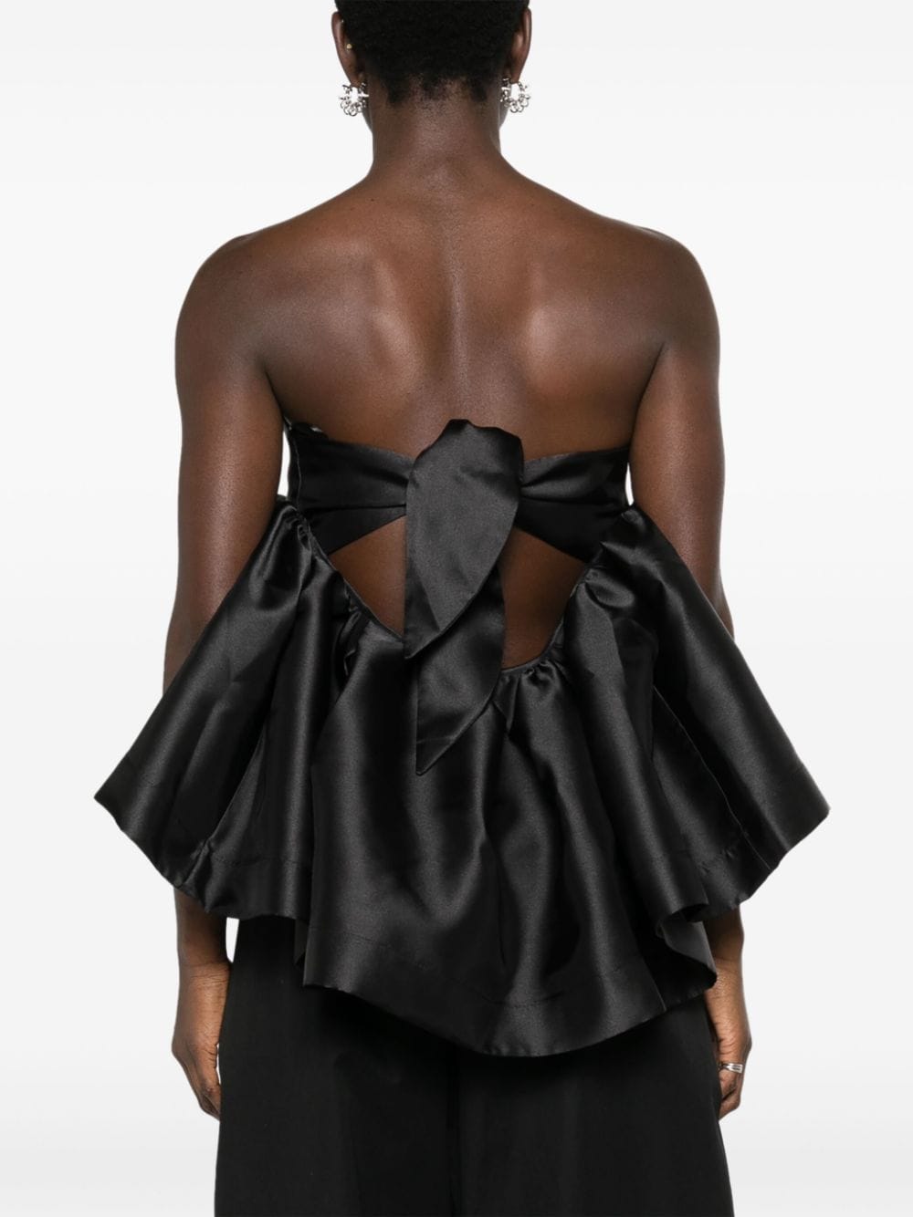 Shop Marques' Almeida Strapless Peplum Blouse In Black