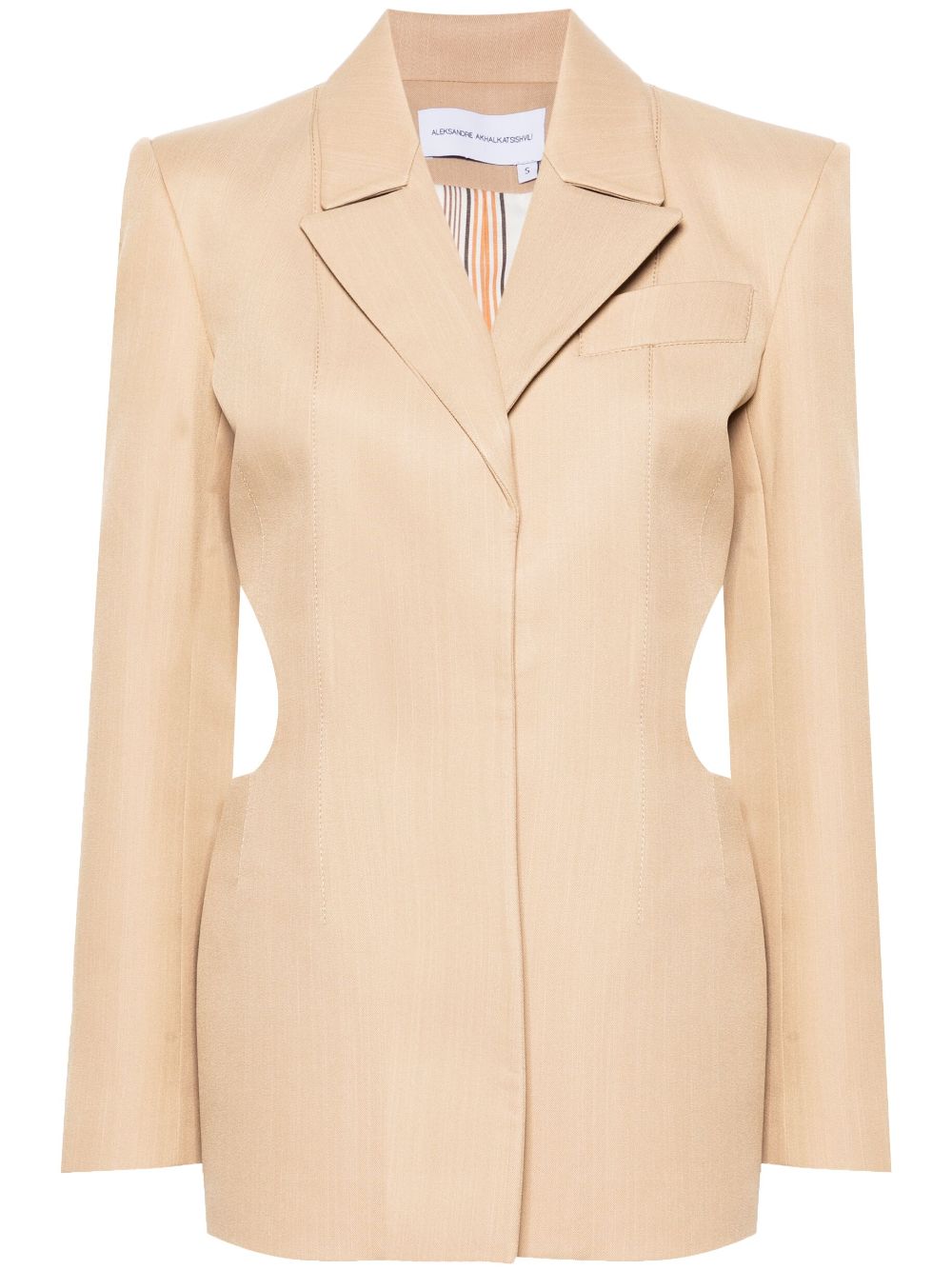 Shop Aleksandre Akhalkatsishvili Cut-out Single-breasted Blazer In Neutrals