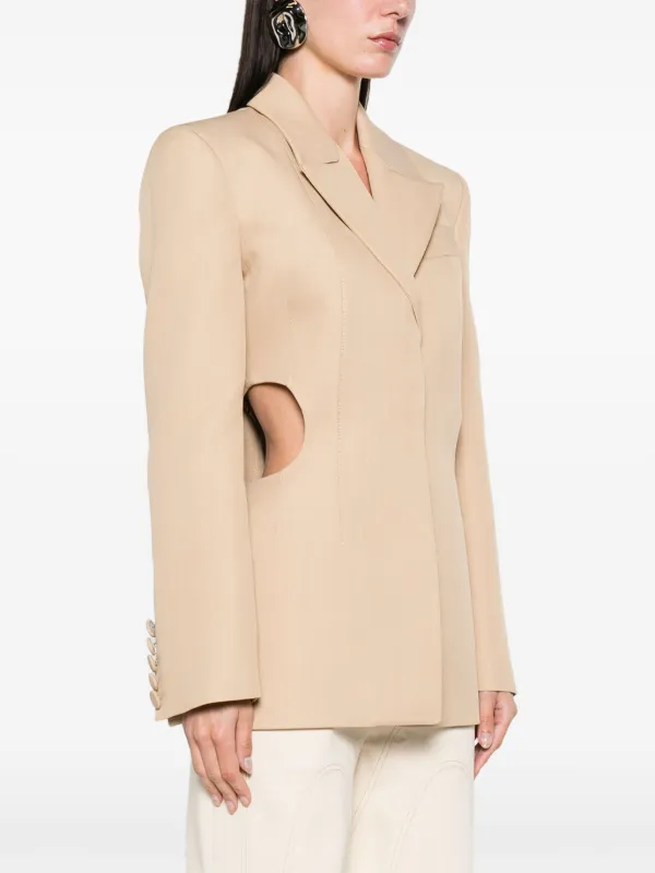 Square Shoulder Blazer SQUARE SHOULDER TWEED JACKET BEIGE – R13