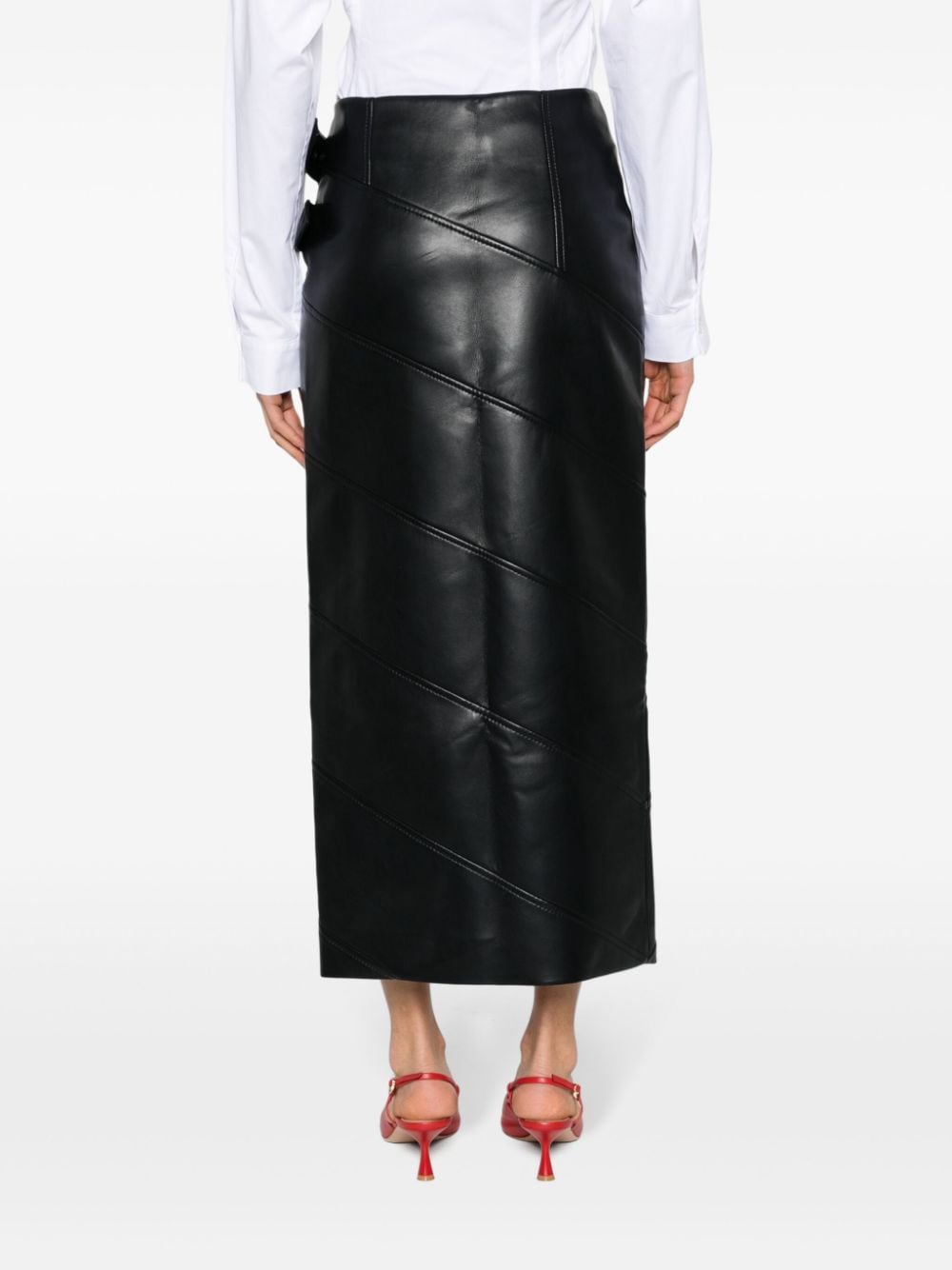 Shop Aleksandre Akhalkatsishvili Buckle-fastening Faux-leather Wrap Skirt In Black