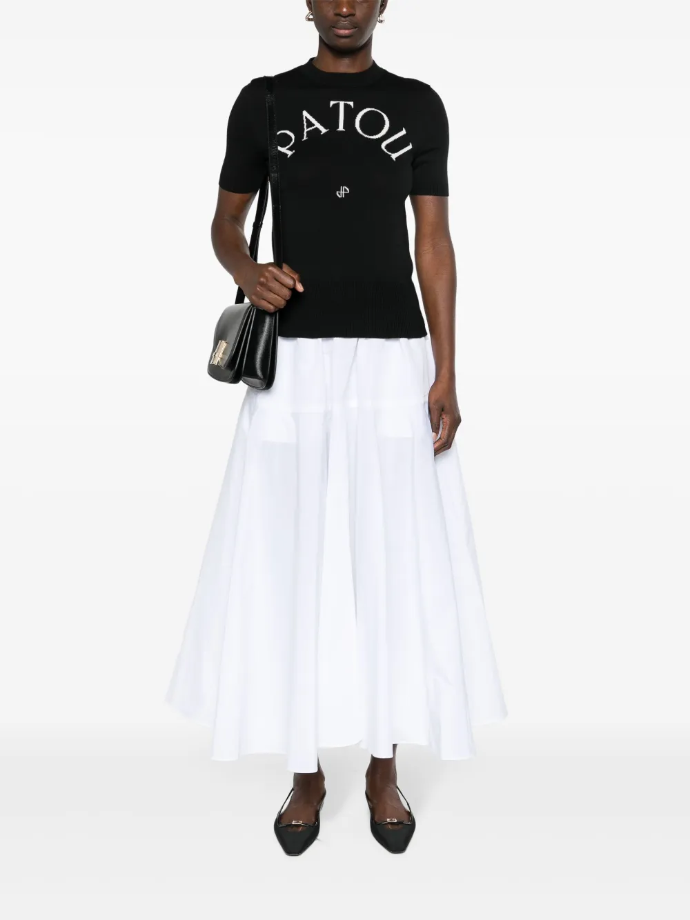 Patou logo-jacquard short-slevee top - Zwart
