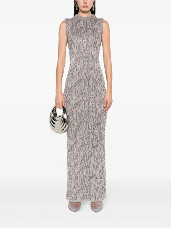 acne studios knit dresses sequin-embellished Knitted Maxi Dress | Grey Mini dresses
