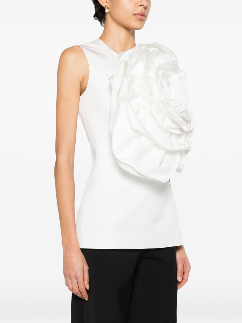 Shop Huishan Zhang Ditte Floral-appliqué Blouse In White
