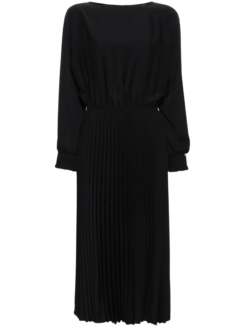 Nissa Pleated-skirt Midi Dress In Black