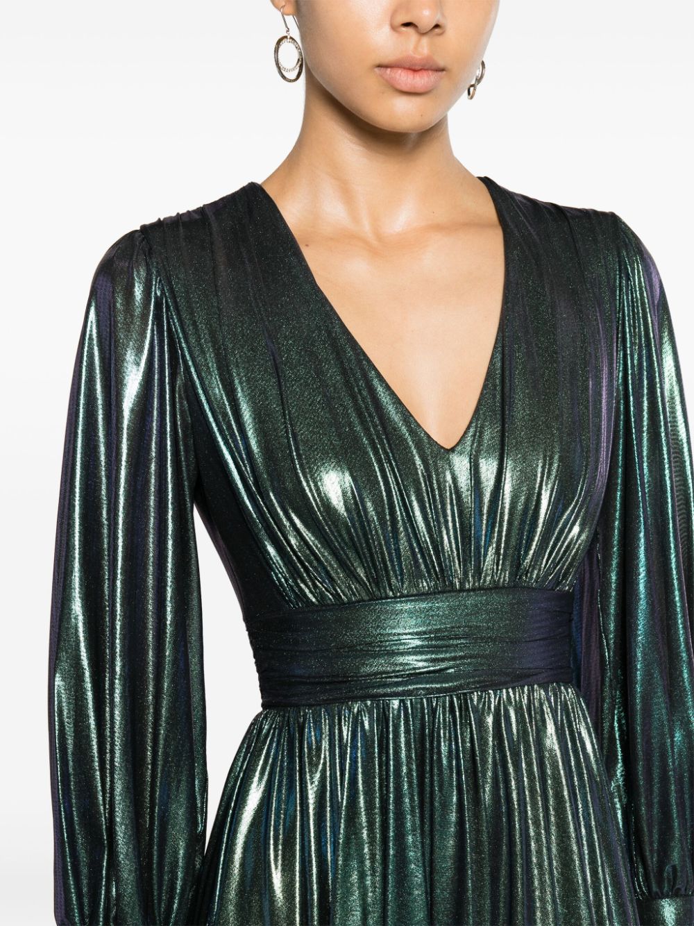 Shop Nissa Lamé-effect Maxi Dress In Green
