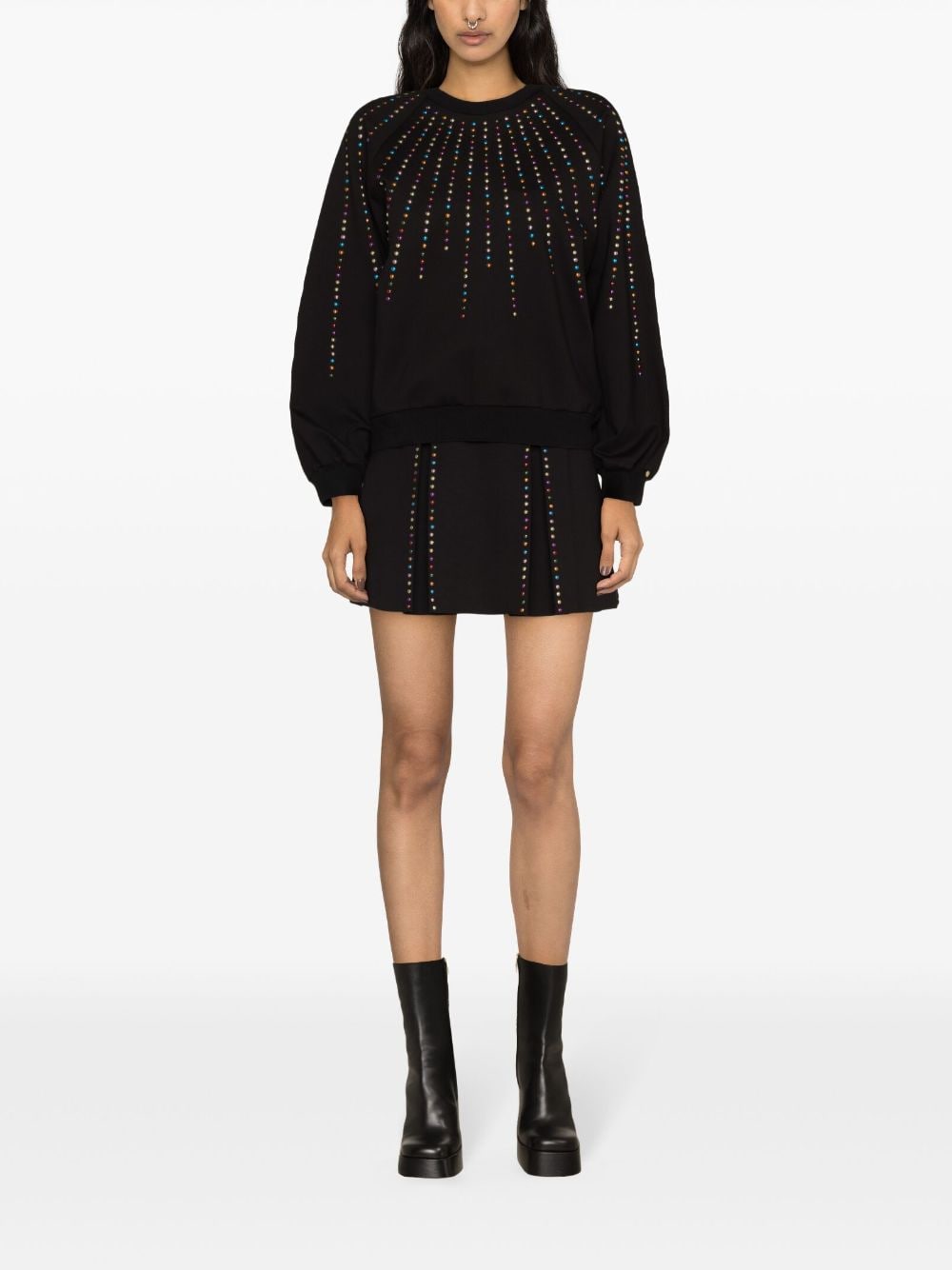 Shop Nissa High-waisted Studded Miniskirt In Black
