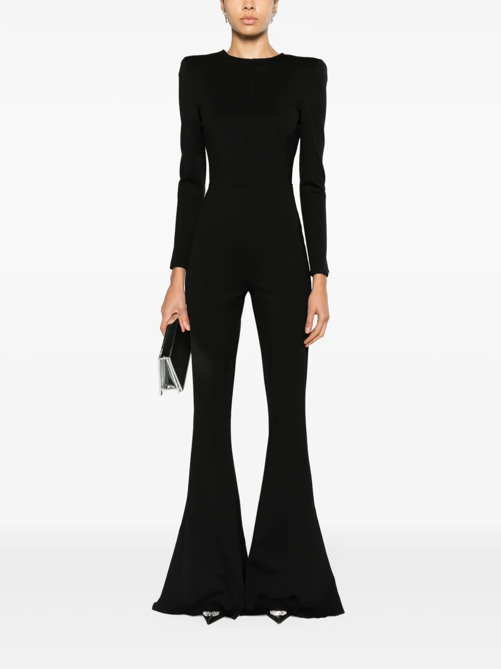 Shop Nissa Flared-leg Jumpsuit In Black