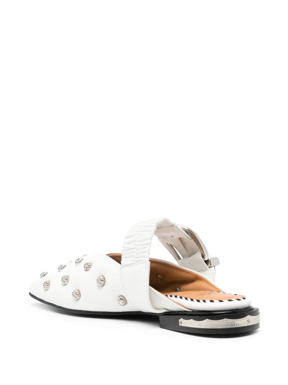 Shop Toga Stud-embellished Leather Mules In White