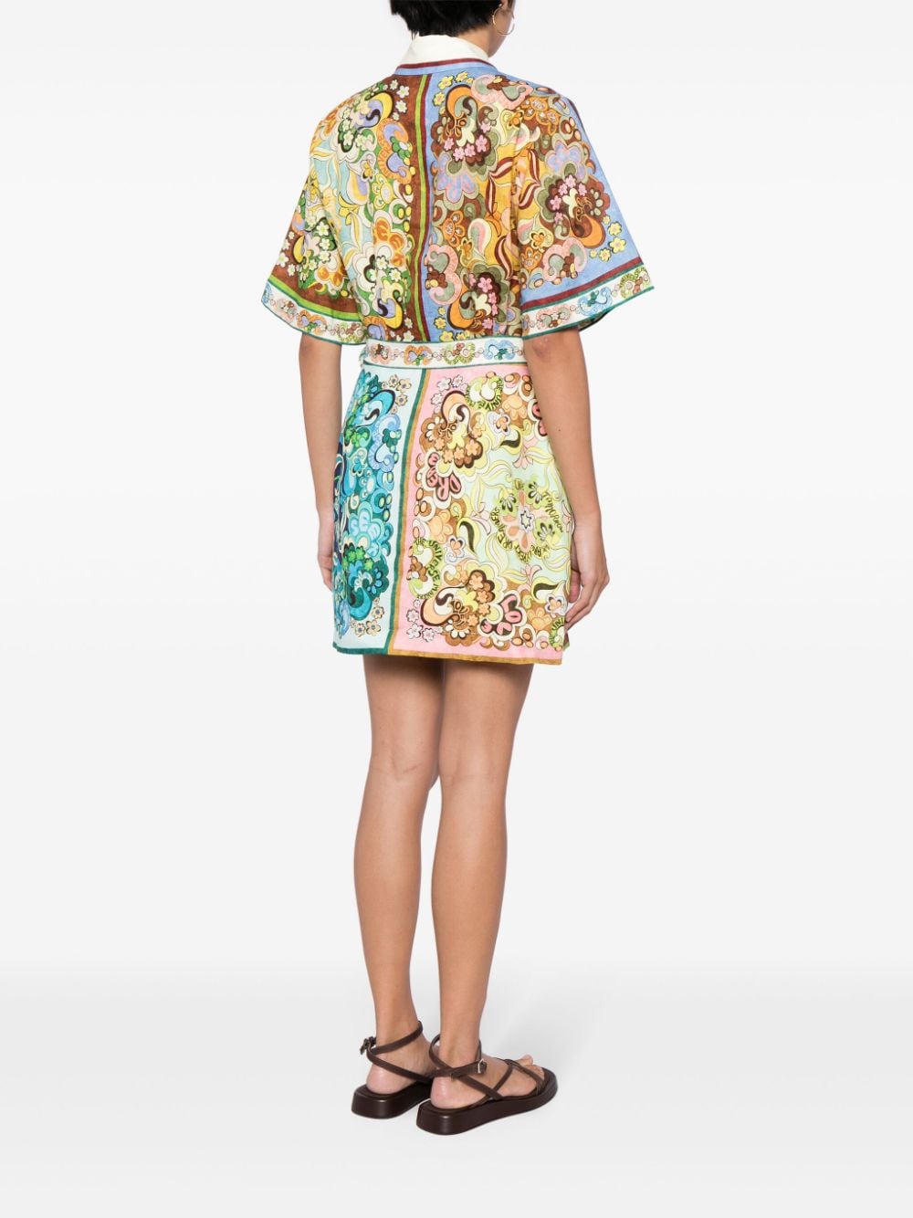 Shop Alemais Dreamer Linen Minidress In Multicolour