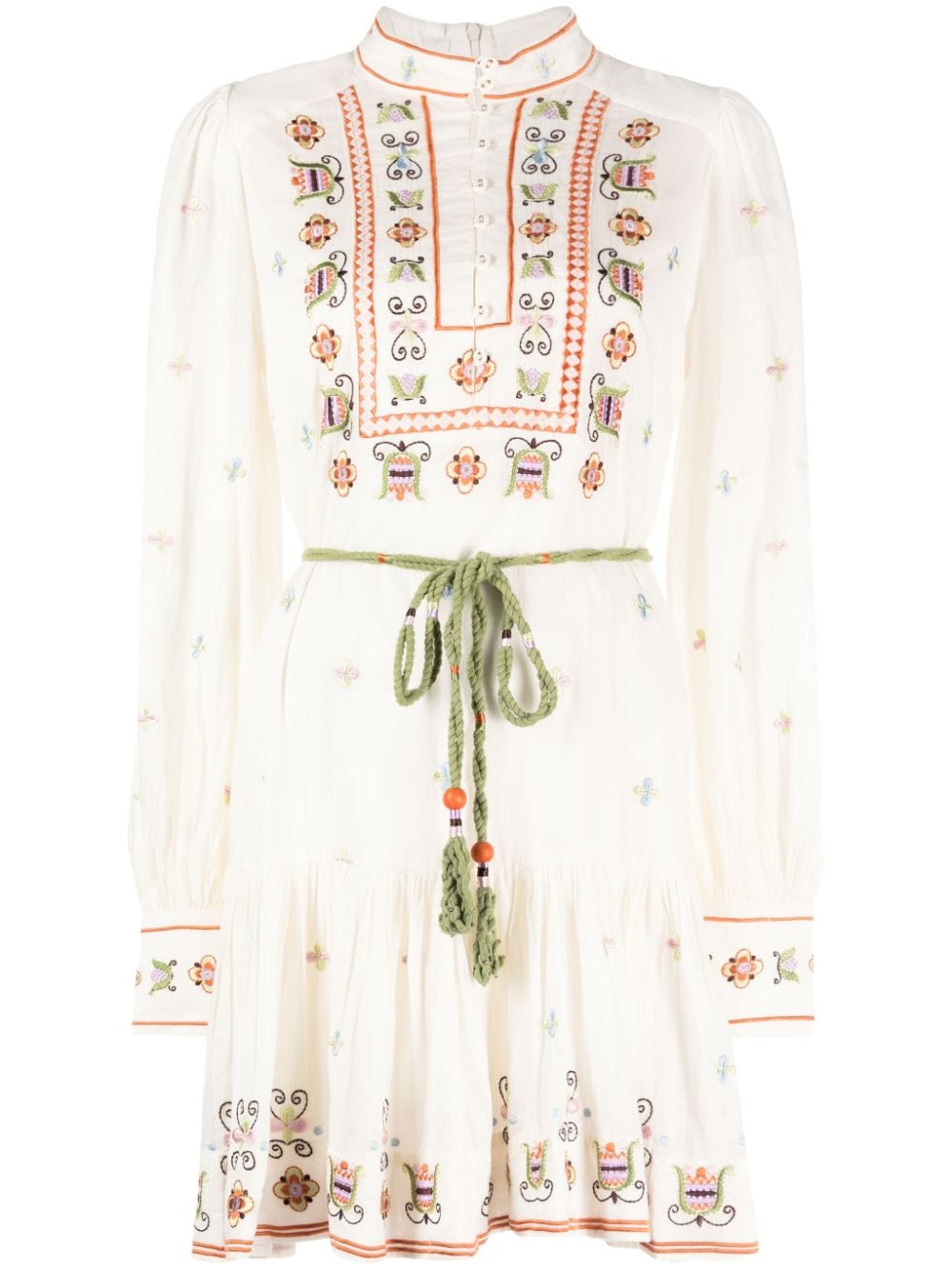 Shop Alemais Lovella Floral-embroidered Minidress In White