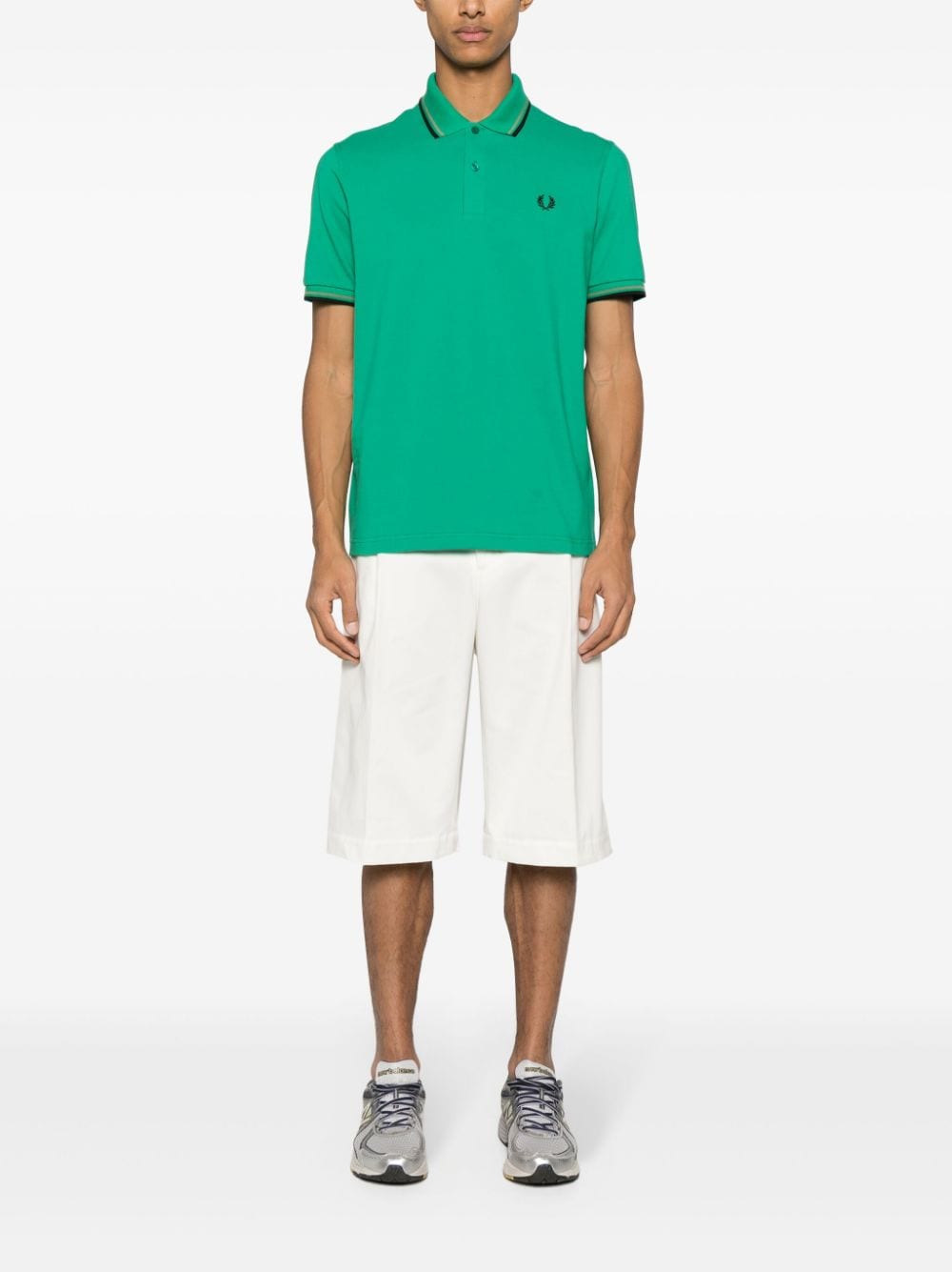 Shop Fred Perry Logo-embroidered Cotton Polo Shirt In Green