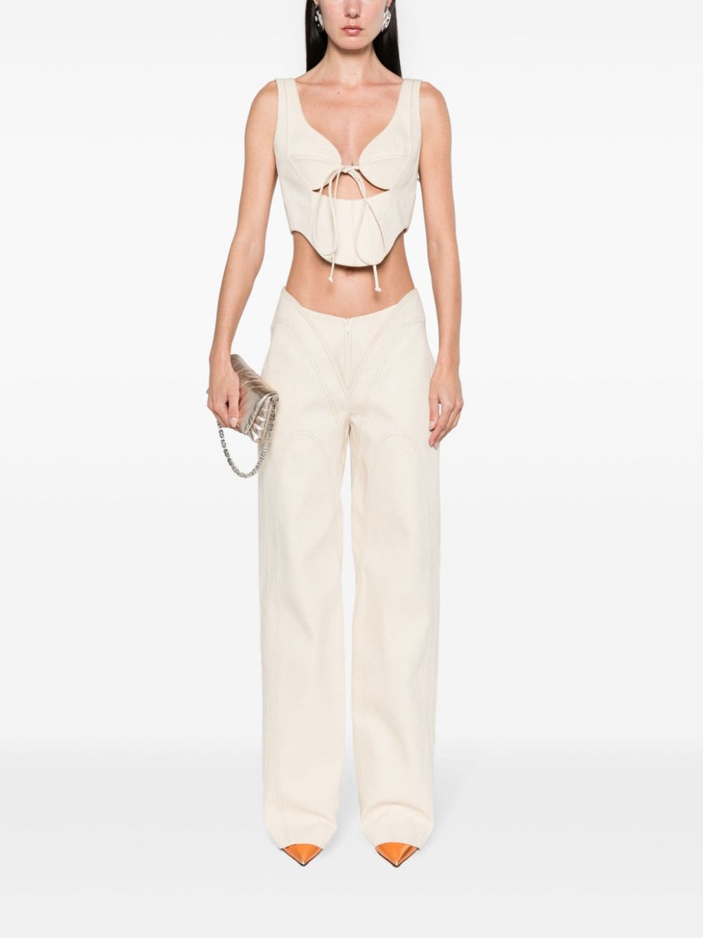 Shop Aleksandre Akhalkatsishvili Mid-rise Wide-leg Jeans In Neutrals