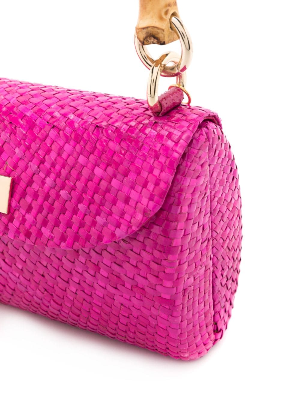 Shop Serpui Melissa Interwoven Straw Clutch Bag In Pink