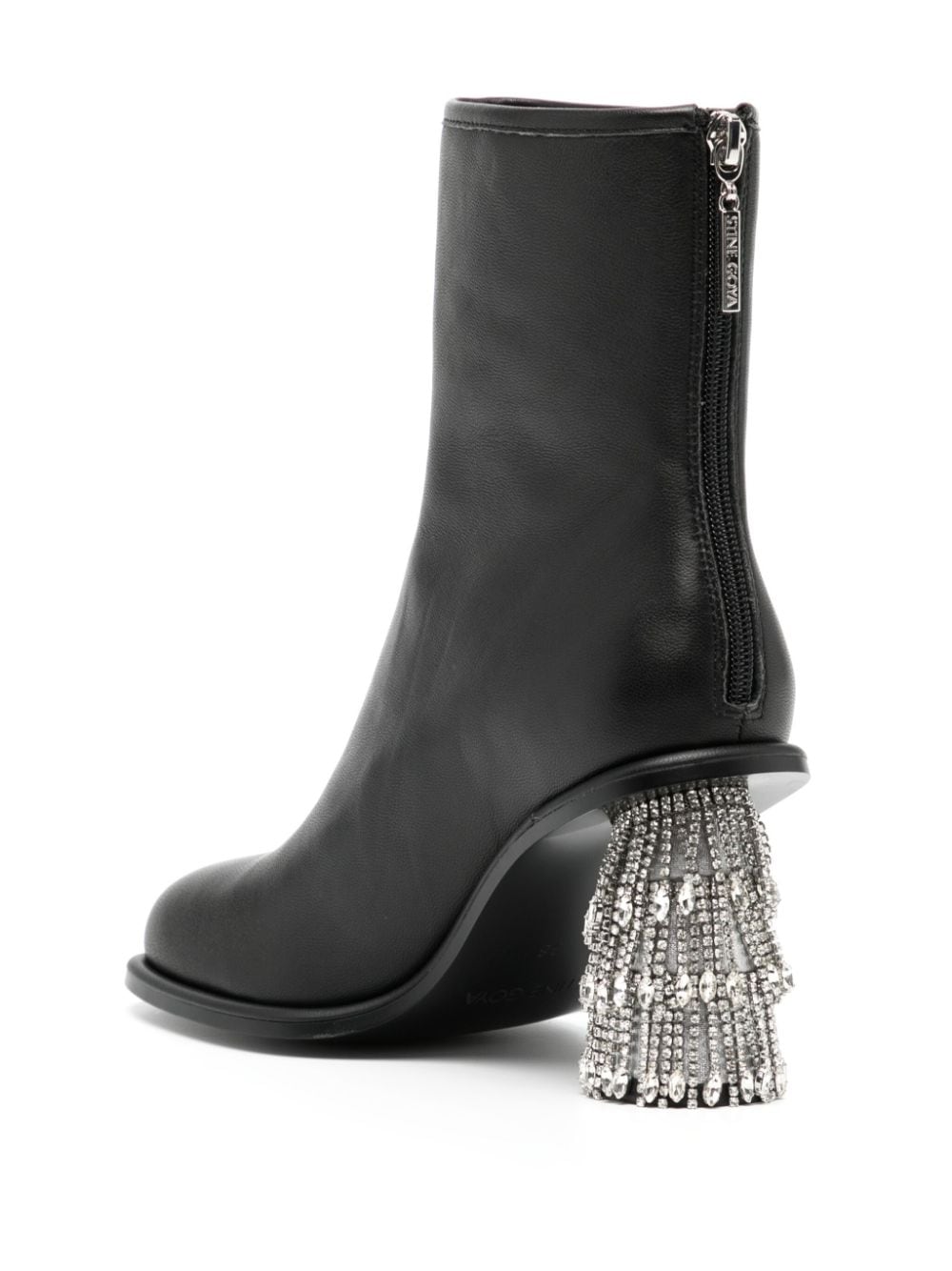 Shop Stine Goya Allison 80mm Crystal-embellished Leather Boots In Black