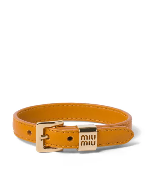 Miu Miu logo-plaque leather bracelet