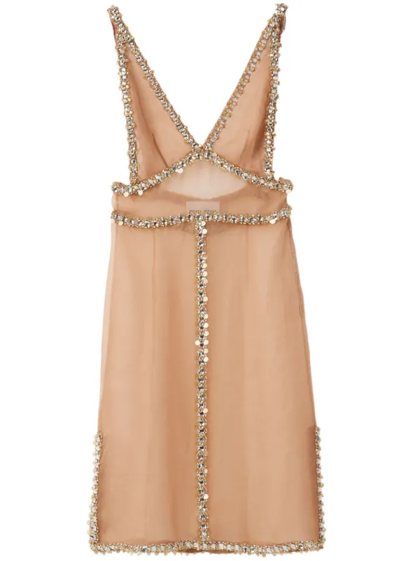 MIU MIU★素敵！Off-White Crystal Embellished Studded Dress NWT MIU MIU Off-White Crystal Embellished & Studded