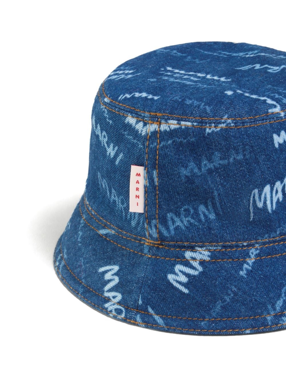 Shop Marni Logo-print Bucket Hat In Blue