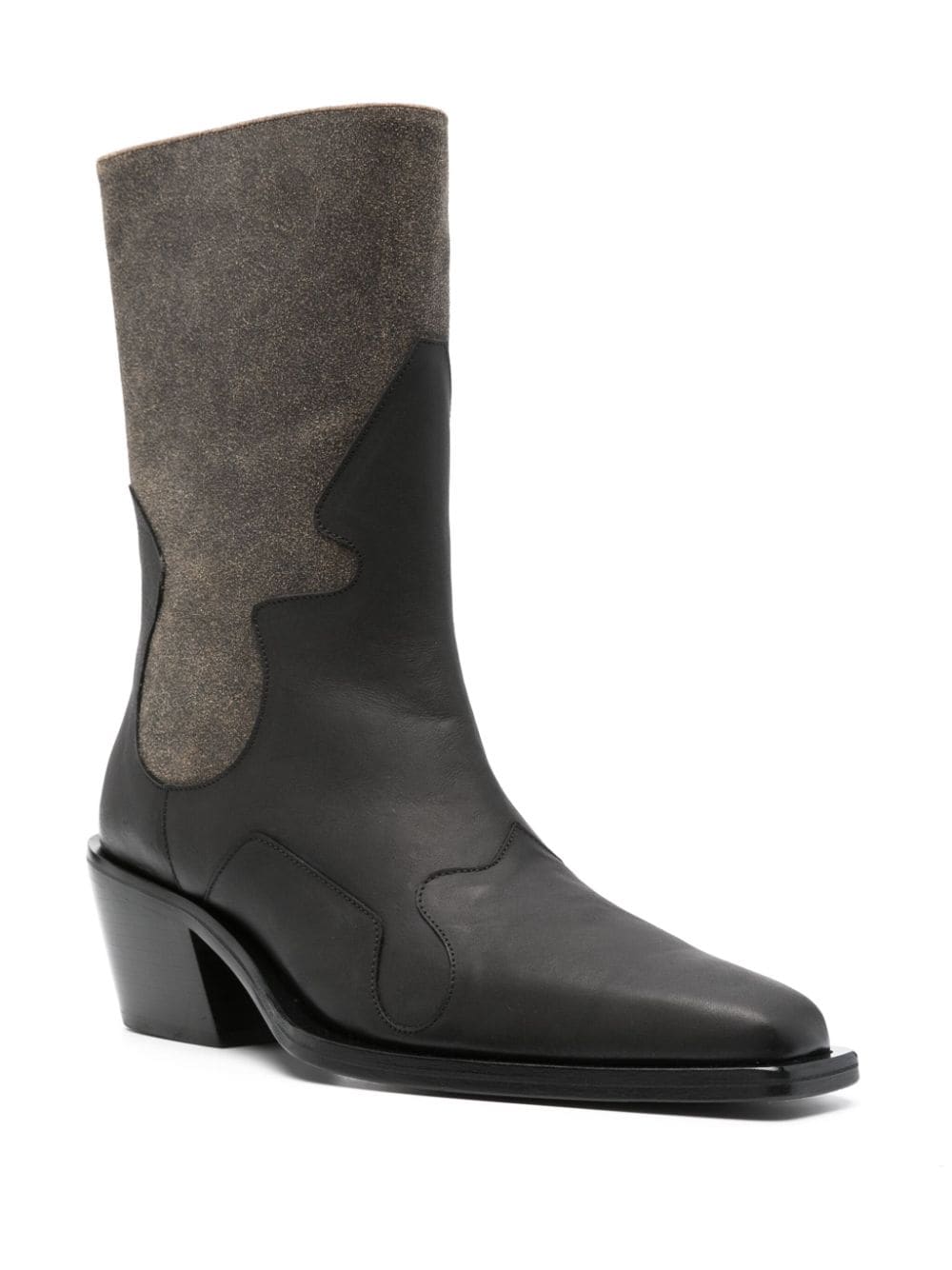 Shop Eckhaus Latta 70mm Zipped Leather Boots In Grey