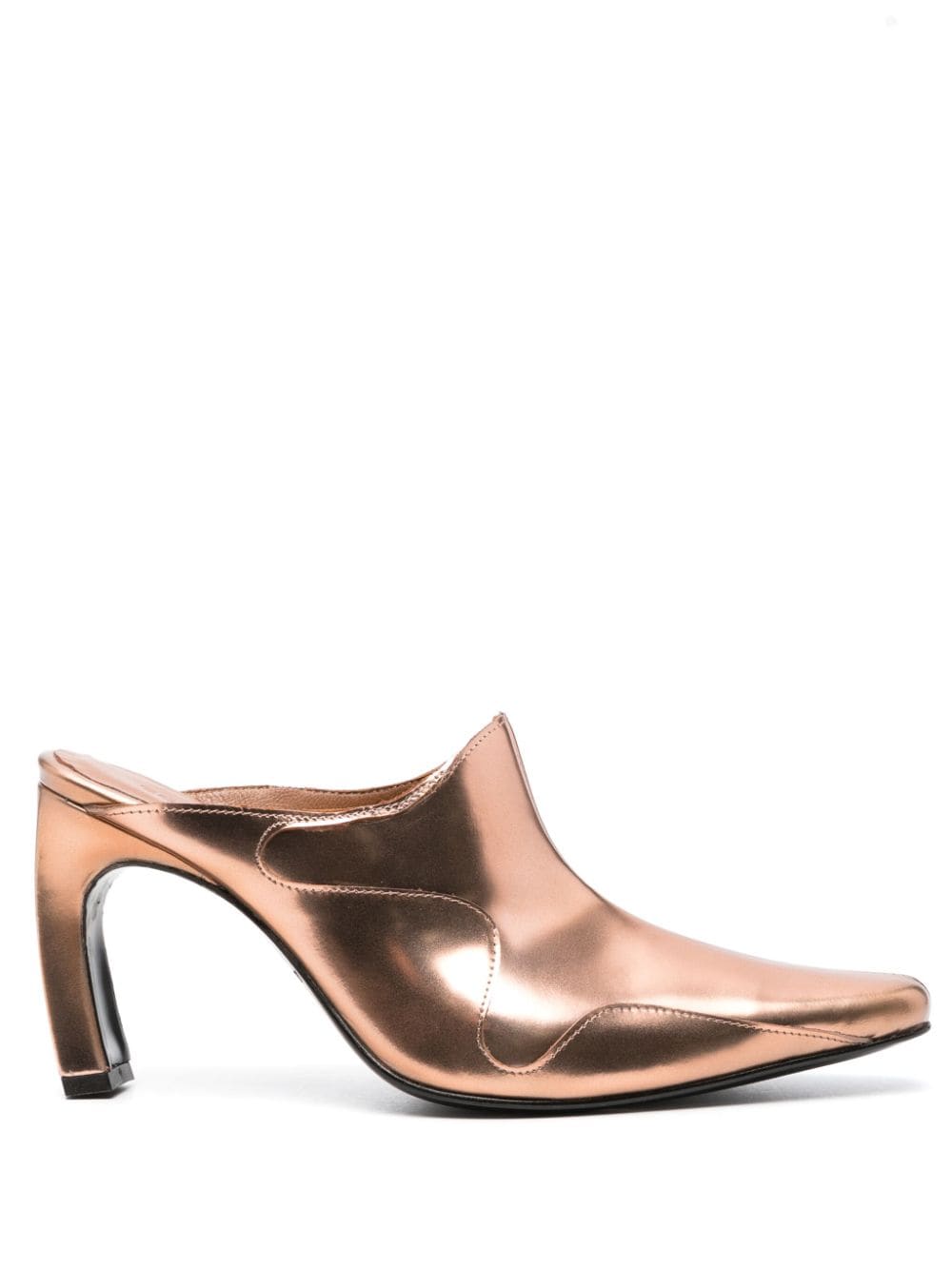Eckhaus Latta Panelled Leather Mules In Gold