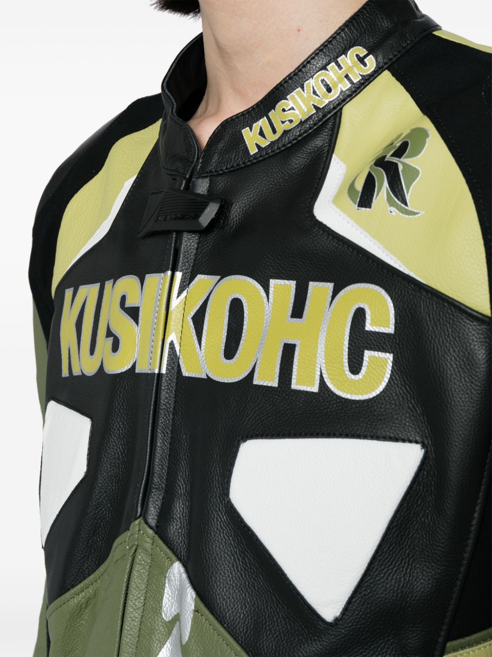 Shop Kusikohc Spidi Logo-print Leather Jacket In Black