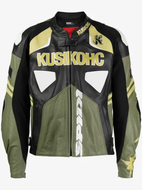KUSIKOHC Spidi logo-print leather jacket