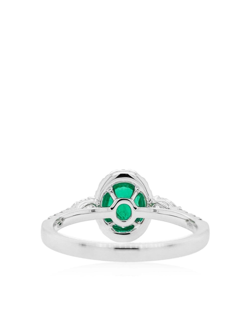 Shop Hyt Jewelry Platinum Diamond And Colombian Emerald Ring In Silver