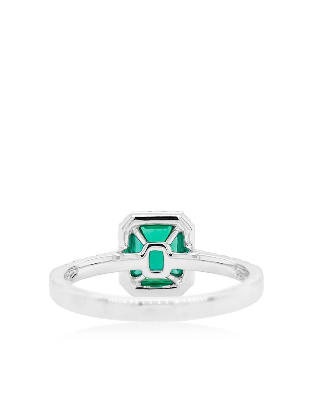 Hyt Jewelry Platinum Diamond And Colombian Emerald Ring In Silver